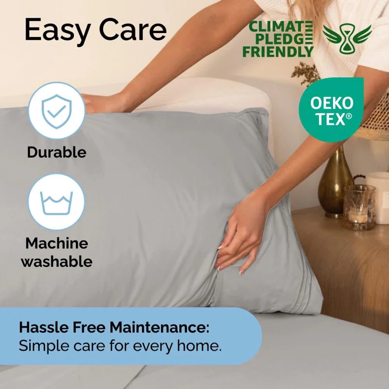 CGK Linens 6 Piece Soft & Cooling Solid Sheet Set - Wrinkle Free Luxury Bed Sheets