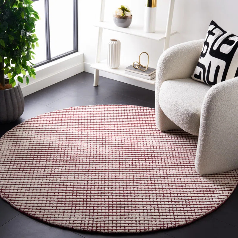 Latitude Run® Abstract Hand Tufted Wool Checkered Rug