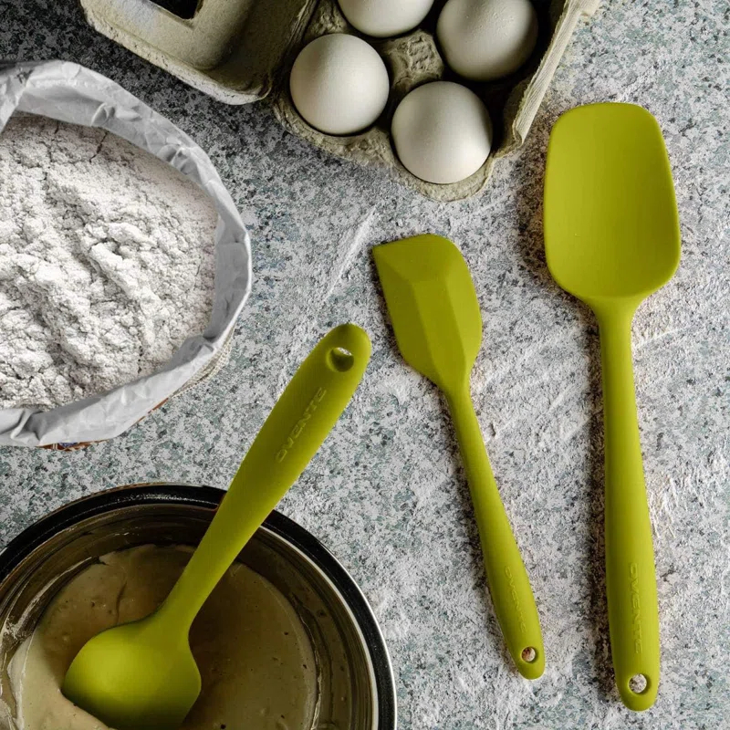 OVENTE Silicone Spatula , Food Grade Rubber Spatulas Heat Resistant w/ Stainless Steel Core & Seamless Design, Non Stick Rubber Spatula for Mixing, Baking & Cooking, 5 Pieces