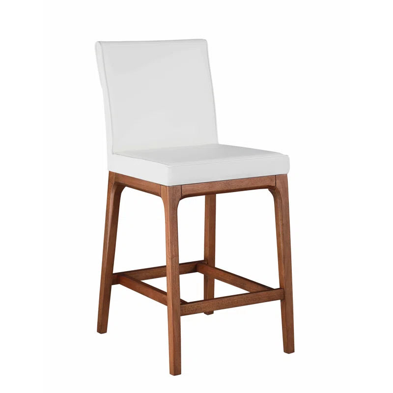 Chintaly Imports Emma Modern Low-back Counter Stool w/ Solid Wood Base