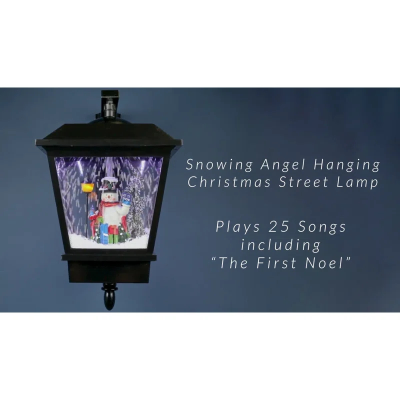 Northlight Seasonal Lighted and Musical Wall Mounted Snowing Christmas Street Lamp