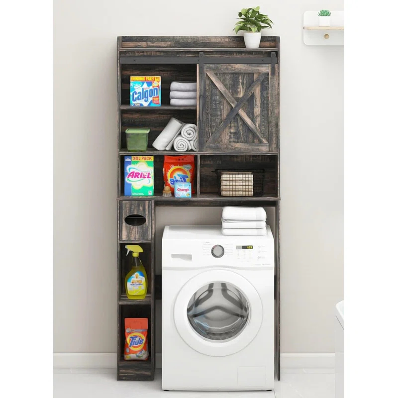 Gracie Oaks The Toilet Storage Cabinet, Farmhouse Storage Cabinet Over Toilet with 2 Barn Doors