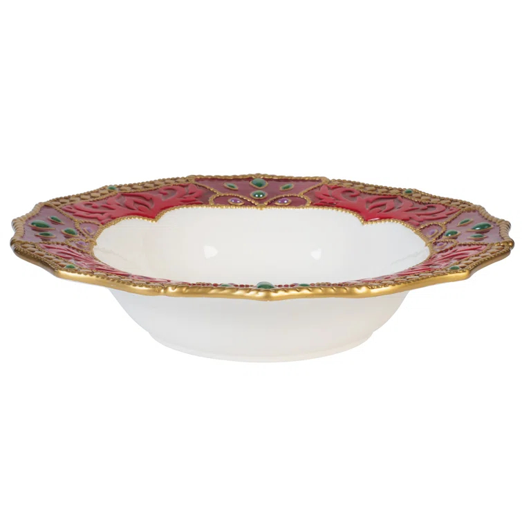 Fitz and Floyd Fitz and Floyd Renaissance Holiday Serving Bowls, 13 Inches, Multicolored