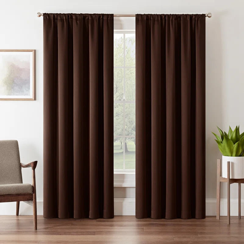 Eclipse Tricia Solid Curtain Panel, Room Darkening Rod Pocket Curtain Thermapanel (1 Panel)