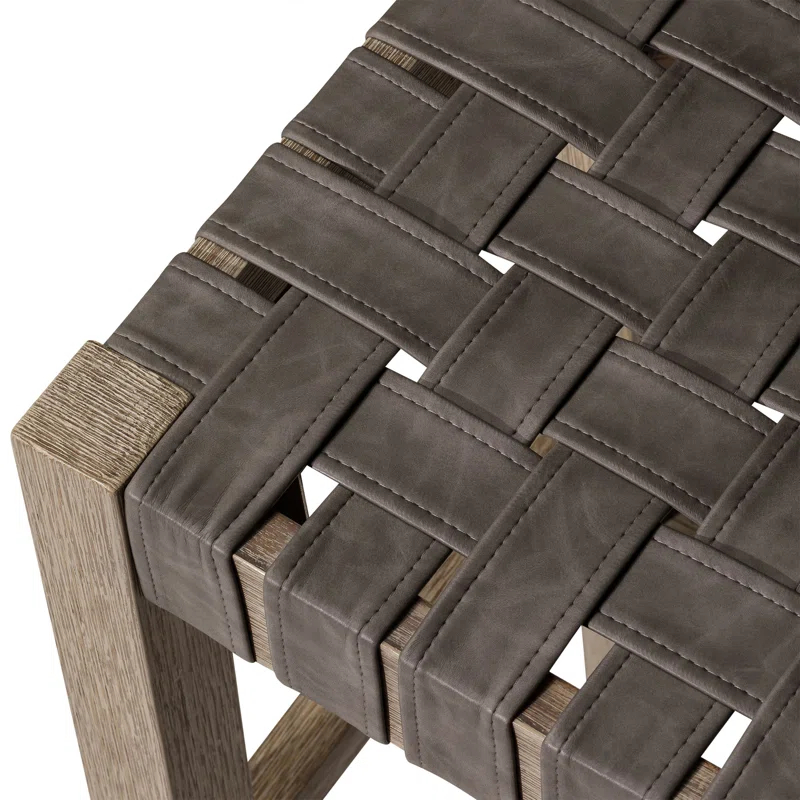 Maven Lane Emerson Kitchen Stool with Vegan Leather Upholstery
