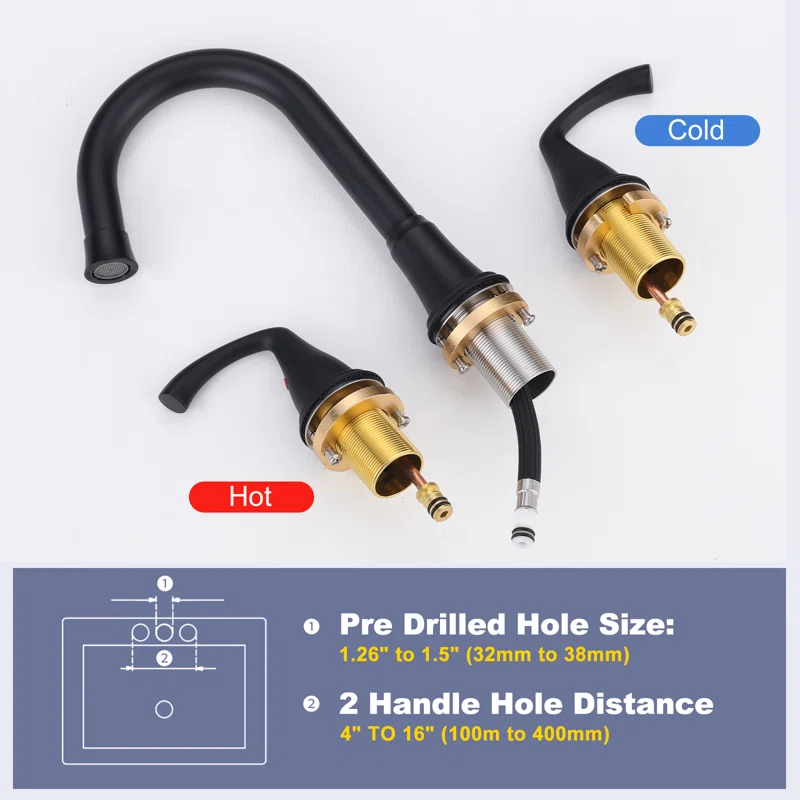 Widespread 2-handle Bathroom Faucet with Drain Assembly