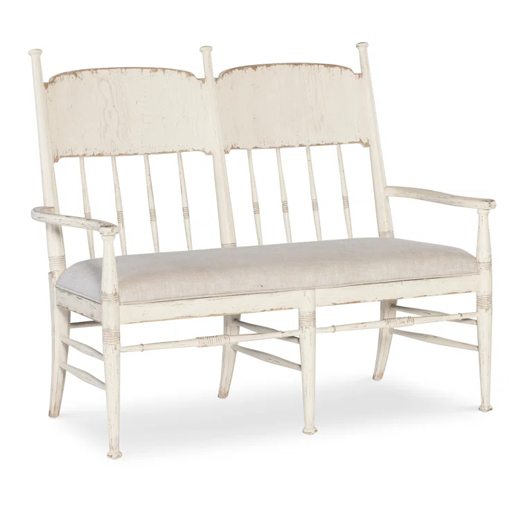 Americana Daisy Finish Linen Upholstered Entryway Bench