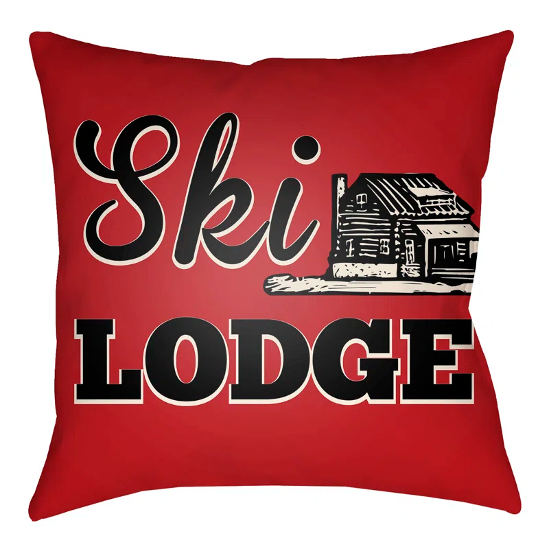Livabliss Lodge Cabin Ski Lodge Throw Pillow