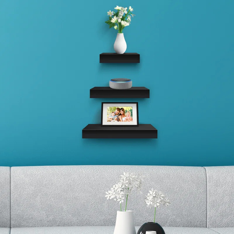 Sorbus Floating Square Shelves Mix Size Set of 3