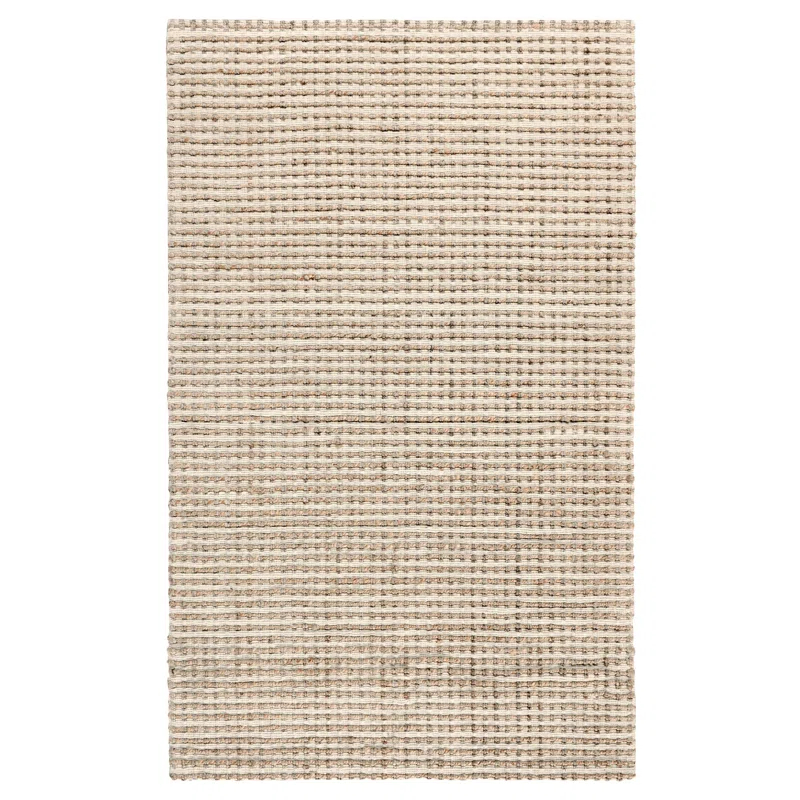 Rectangle Herringbone Hand Woven Jute/Sisal Area Rug in Beige