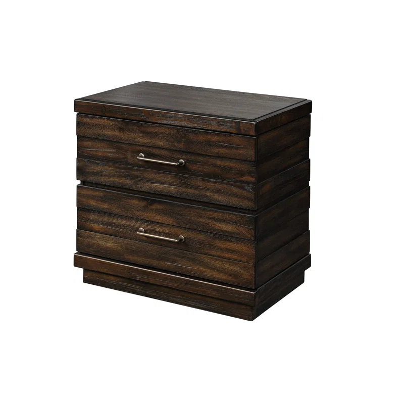 17 Stories Industrial Farmhouse Designed 2 Drawer Nightstand