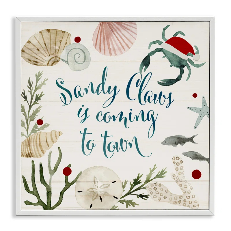 Stupell Industries Santa Claus Nautical Beach Holiday Sandy Christmas by Victoria Barnes - Graphic Art Print
