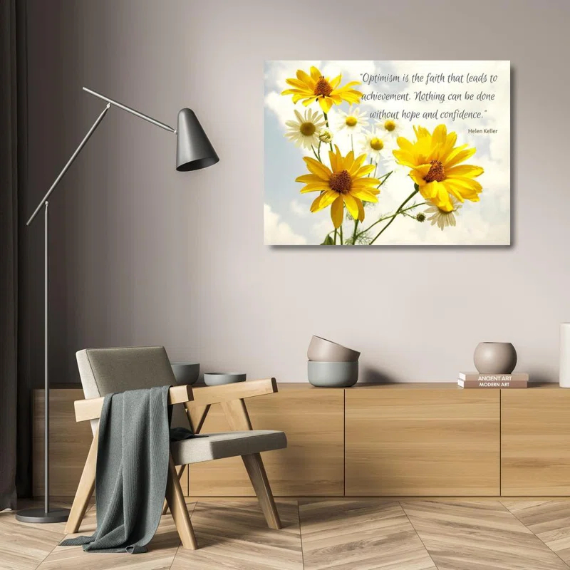 August Grove® August Grove® ArtsyQuotes Gallery Wrapped Canvas Art Titled: Helen Keller Quote: Optimism