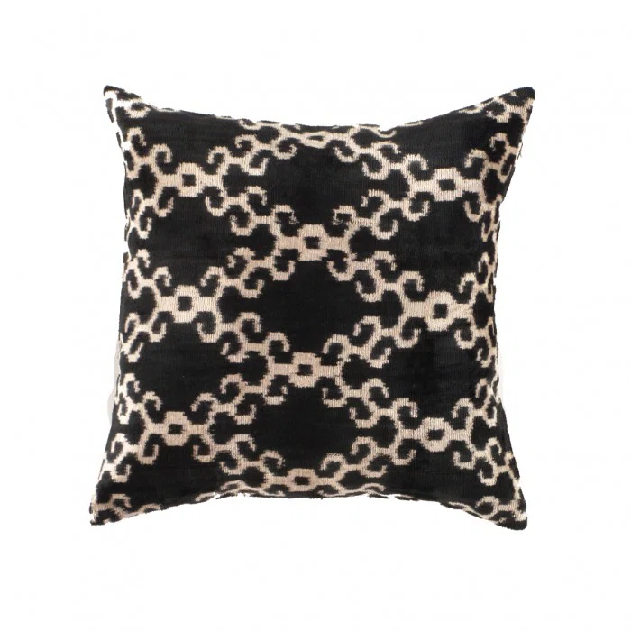 Pasargad NY TI 305 Black Designer Velvet Ikat Pillow 20'' X 20'' | Wayfair