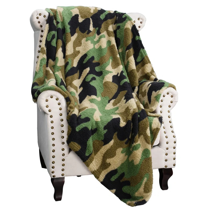 Catalonia Catalonia Camo Sherpa Throw Blanket, Fuzzy Snuggle Blanket for Camping Traveling Couch Bed, 50x60 inches