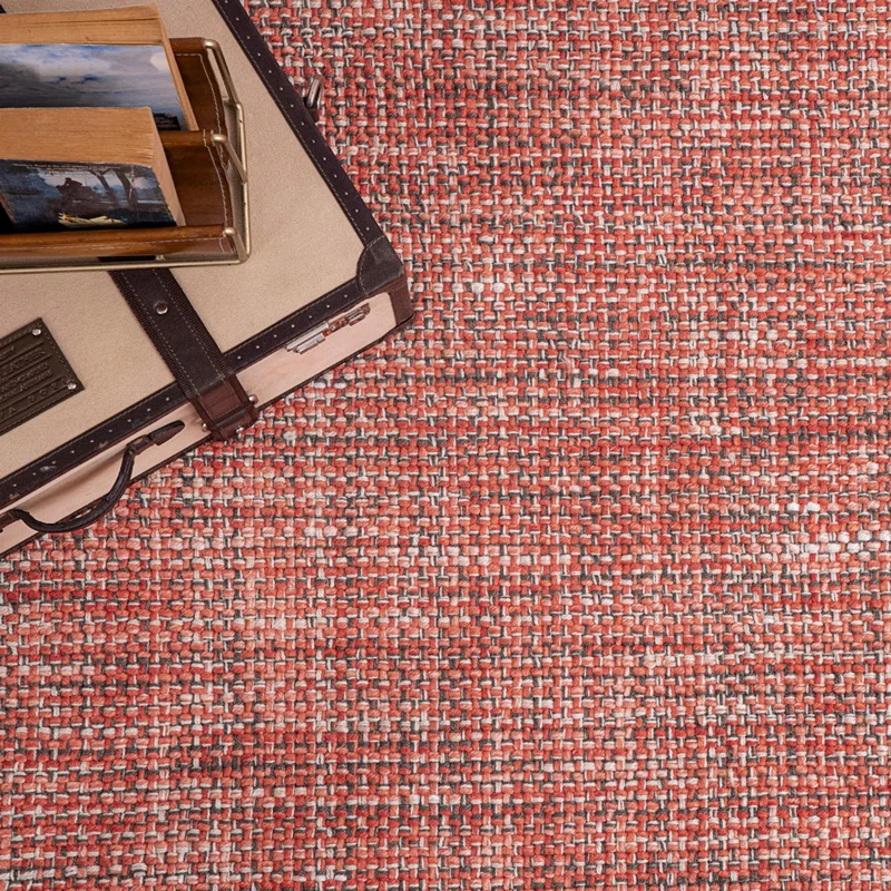 Morris Hand Woven Polyester Indoor/Outdoor Area Rug in Coral/Gray