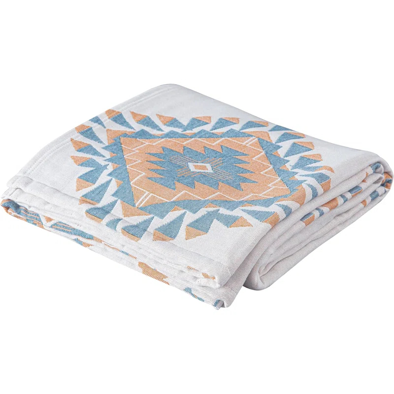 Chezmoi Collection Ezra Jacquard Woven Lightweight 4-Layer Reversible Cotton Thin Blanket