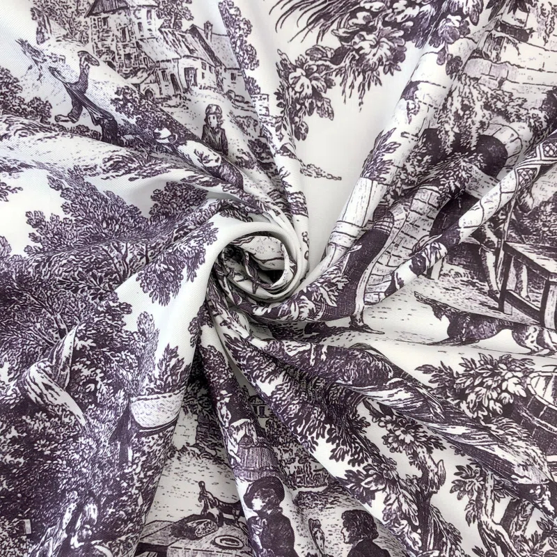 Au Village Toile Eggplant  Cotton Comforter Set 8 Piece