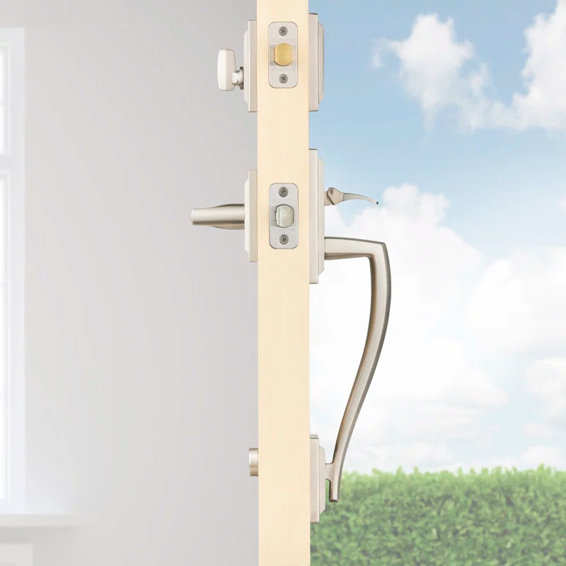 Baldwin 180TPHXTOL15SLBSMTCP Prestige Torrey Pines Handleset with Single Cylinder Deadbolt and Torrey Door Lever and Torrey Rosette