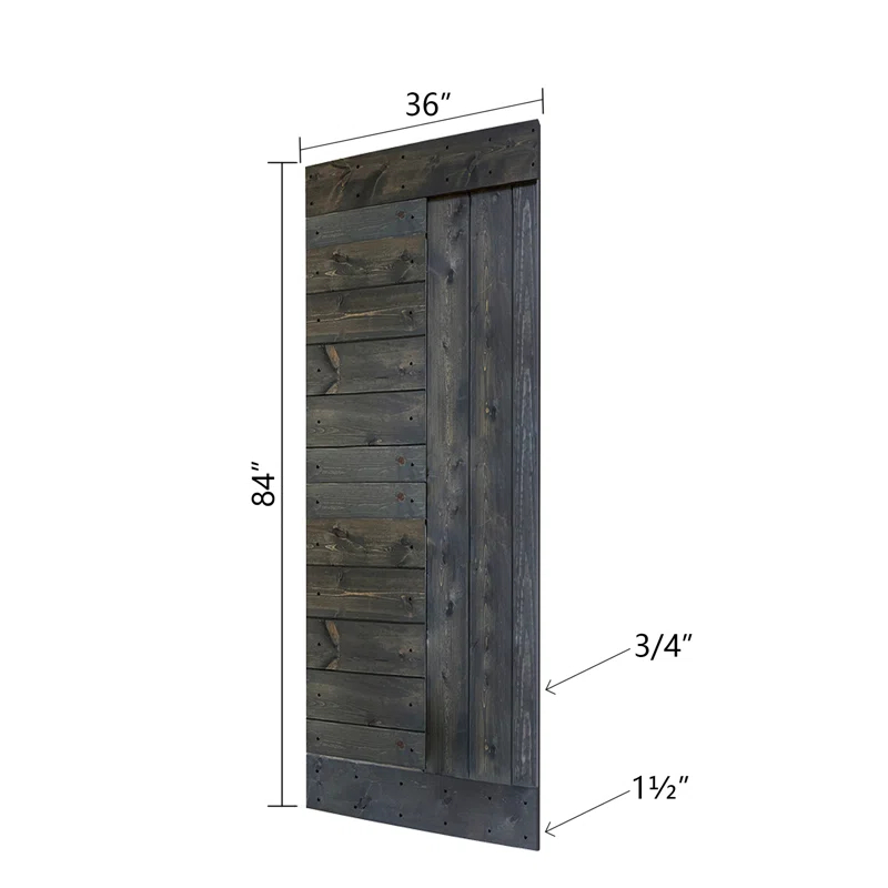IsLife L Series Paneled Solid Wood Sliding Barn Door with Installation Hardware Kit -Assembly Needed