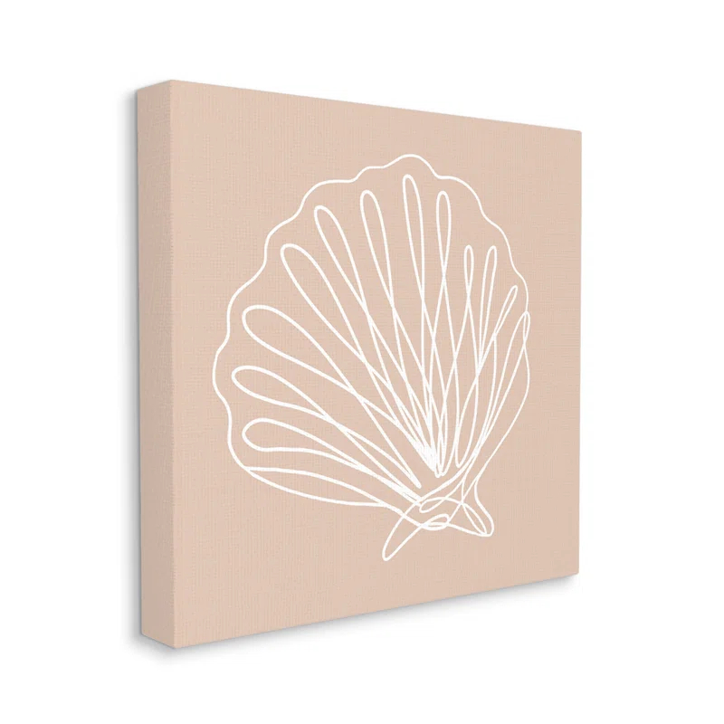 Stupell Industries " Clam Shell Squiggle Doodle Tan Sea Life " by Daphne Polselli