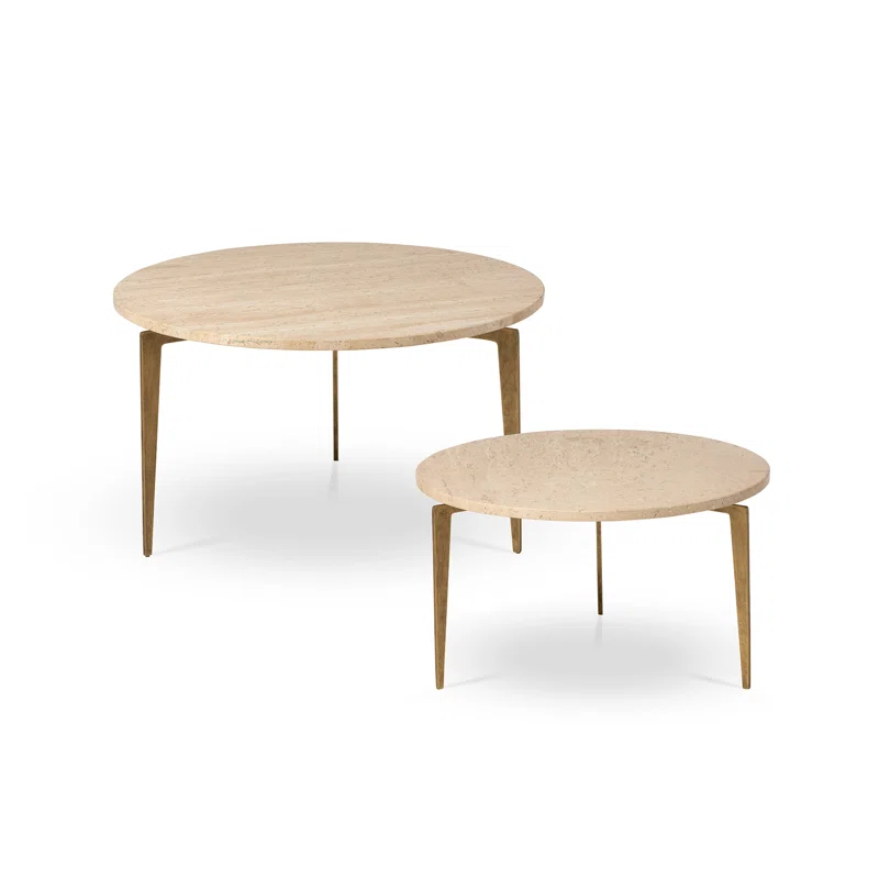 Park Hill Collection Travertine Round Nesting Coffee Table Set