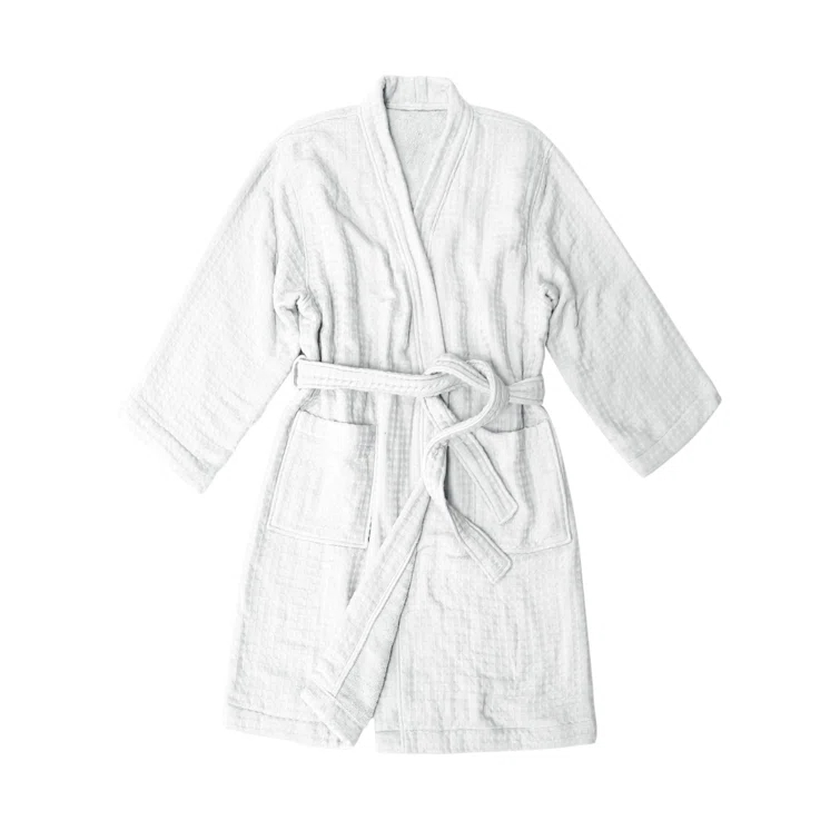 Uchino Cotton Waffle Mid-Calf Bathrobe with Pockets