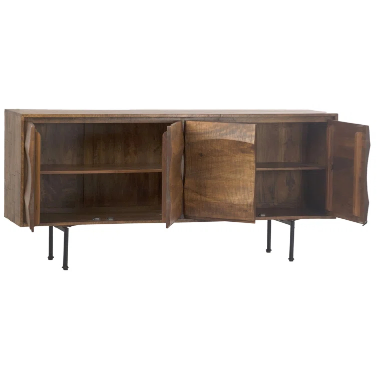 Judson Medium Brown Mango Wood Sideboard with Black Iron Base