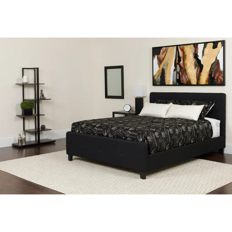 Lark Manor™ Aluino Button Tufted Upholstered Platform Bed with Pocket Spring Mattress