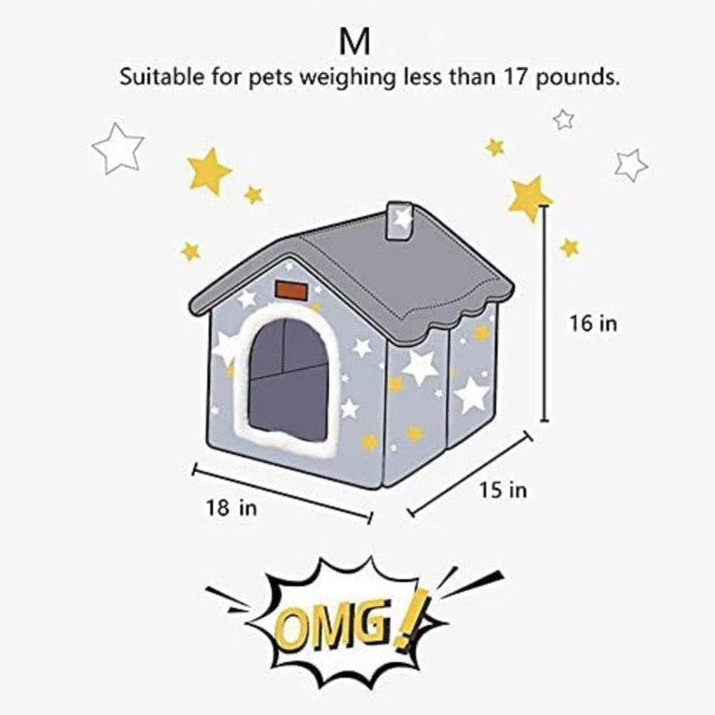 Dog House Indoor Memory Sponge, Foldable Dog House Kennel Bed Mat With Cushion For Small Medium Large Dogs Cats, Winter Warm Cat Nest Puppy Cave Sofa Pet Products (Medium)