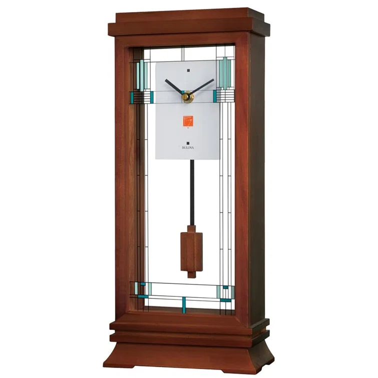 Bulova Modern & Contemporary Analog Solid Wood Tabletop Clock in Brown