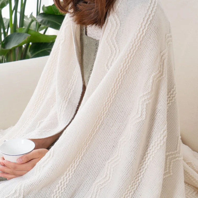 Battilo Home Throw Blanket For Couch, Solid Throw Blanket For Home Decor, Knit Throw Blankets For Bed, 50"X60"