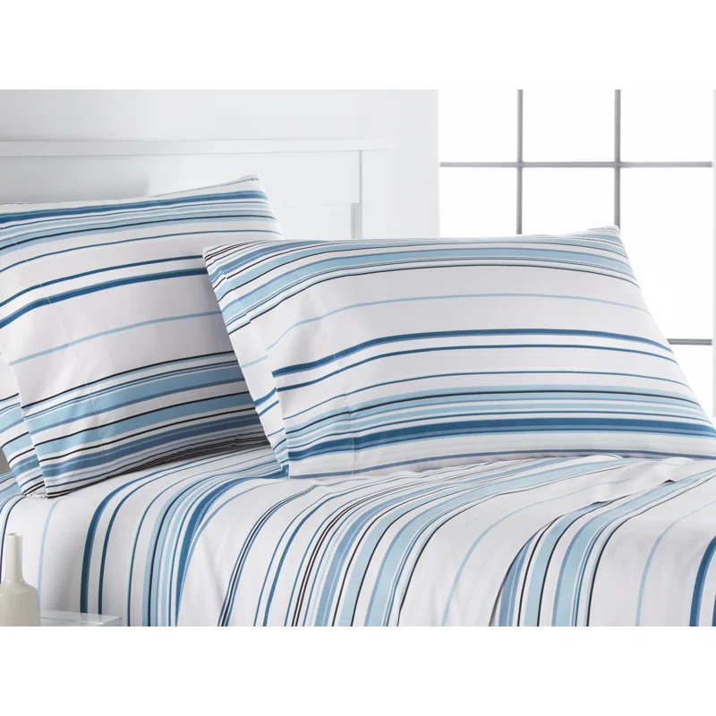SouthShore Fine Linens Coastal Stripes Collection Striped Microfiber Sheet Set
