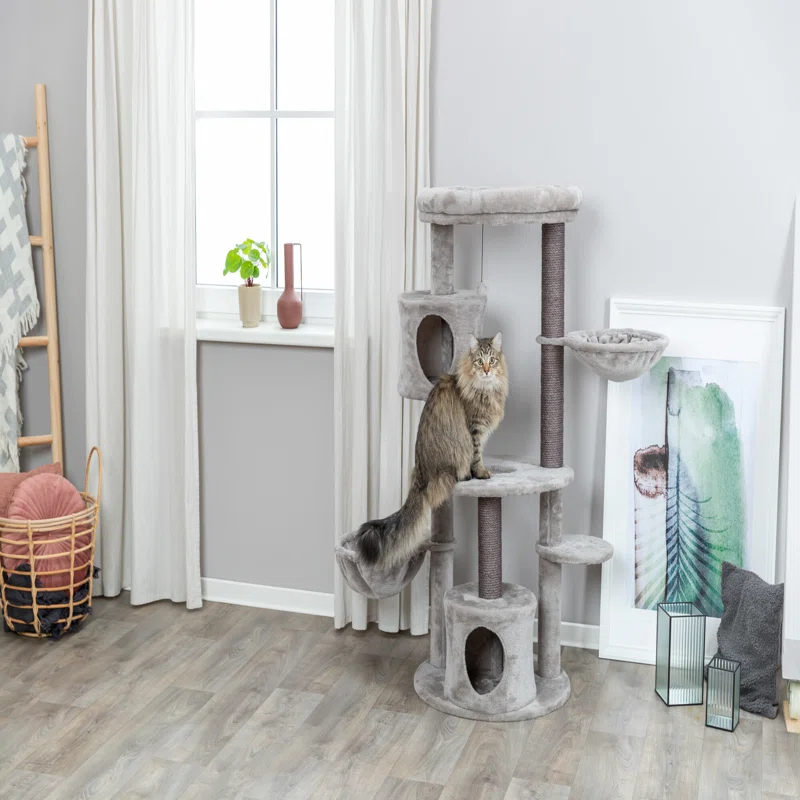TRIXIE TRIXIE Anna 50-in Cat Tree, Jute Scratching Posts, Cat Tower with Condos, Hammocks, Platforms, Hanging Cat Toy