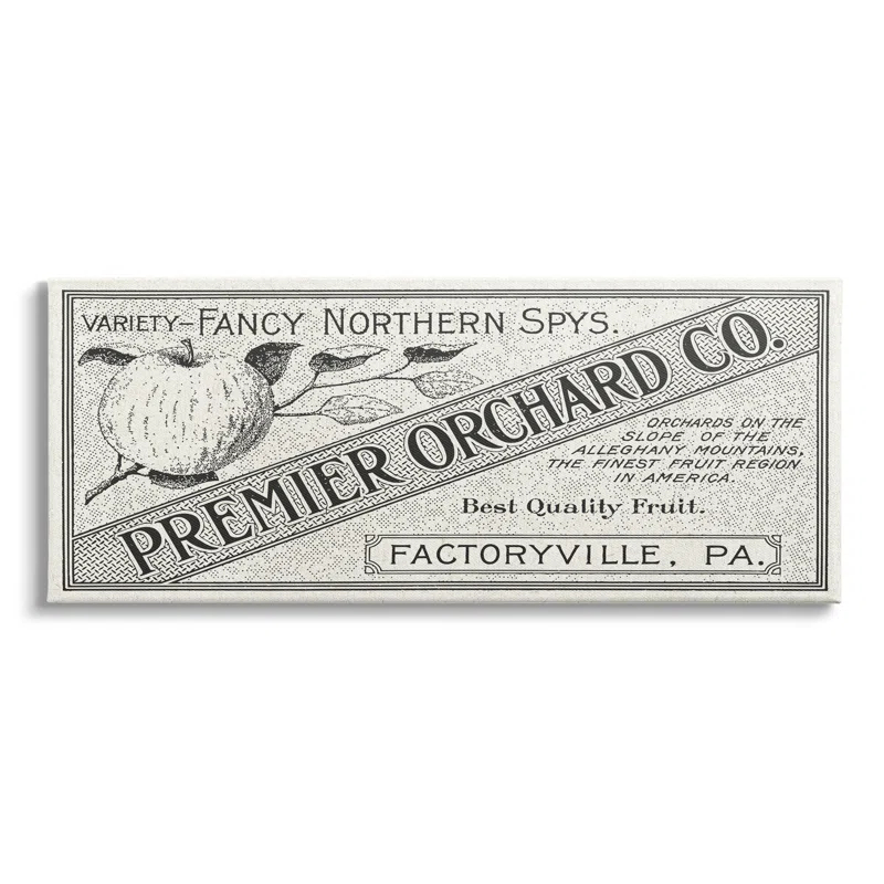 Stupell Industries " Vintage Premier Orchard Co. Sign Antique Fruit " by Daphne Polselli