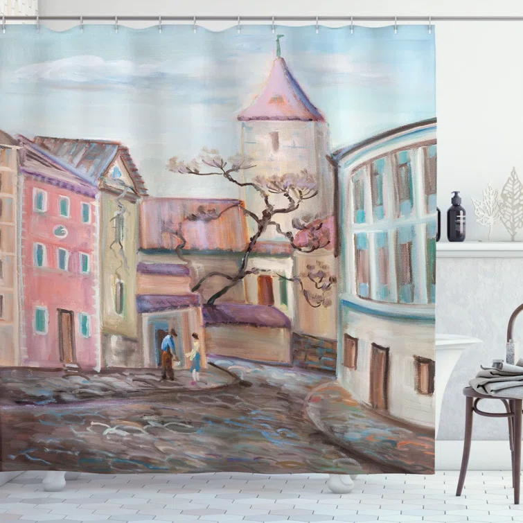 East Urban Home Shower Curtain with Hooks Included