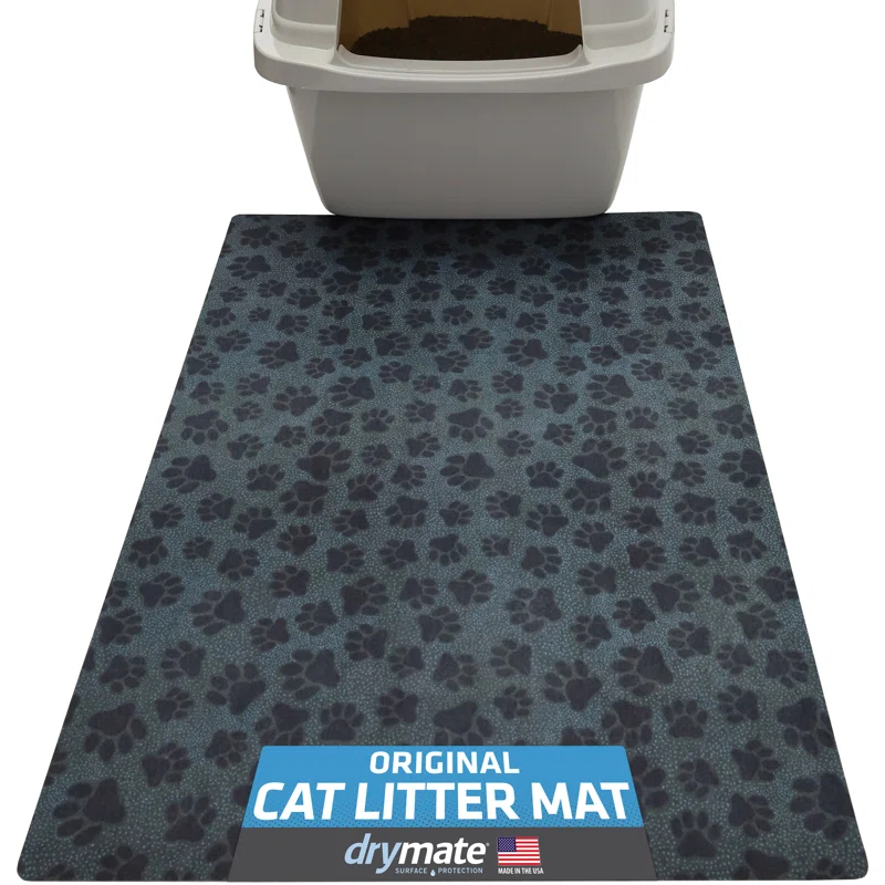 Drymate Cat Litter Mat for Litter Box, Protective & Decorative - Absorbent, Waterproof, Machine Washable