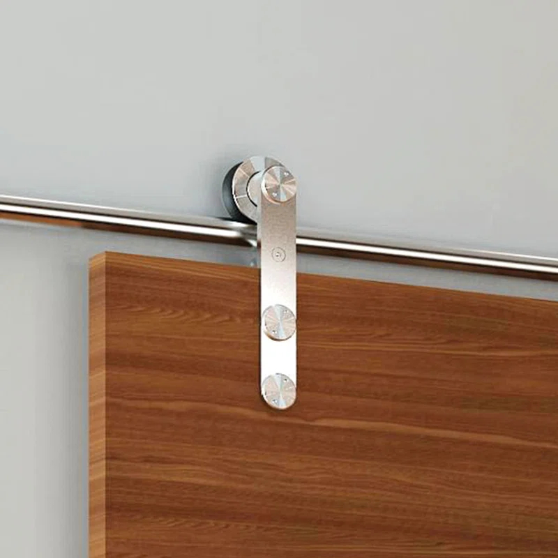 Rolling Barn Door Hardware Kit for Double Wood Doors with Routed Floor Guide