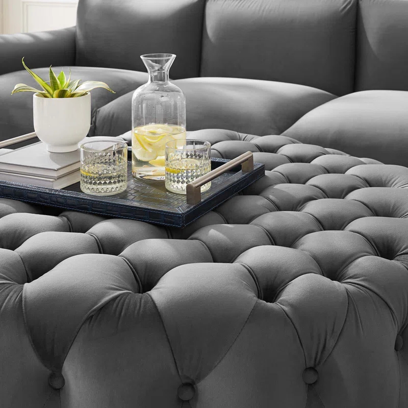 Modway Modway Amour Tufted Button Large Round Performance Velvet Ottoman