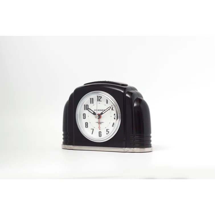 Crosley Analog Quartz Movement / Crystal Tabletop Clock with Alarm in Black