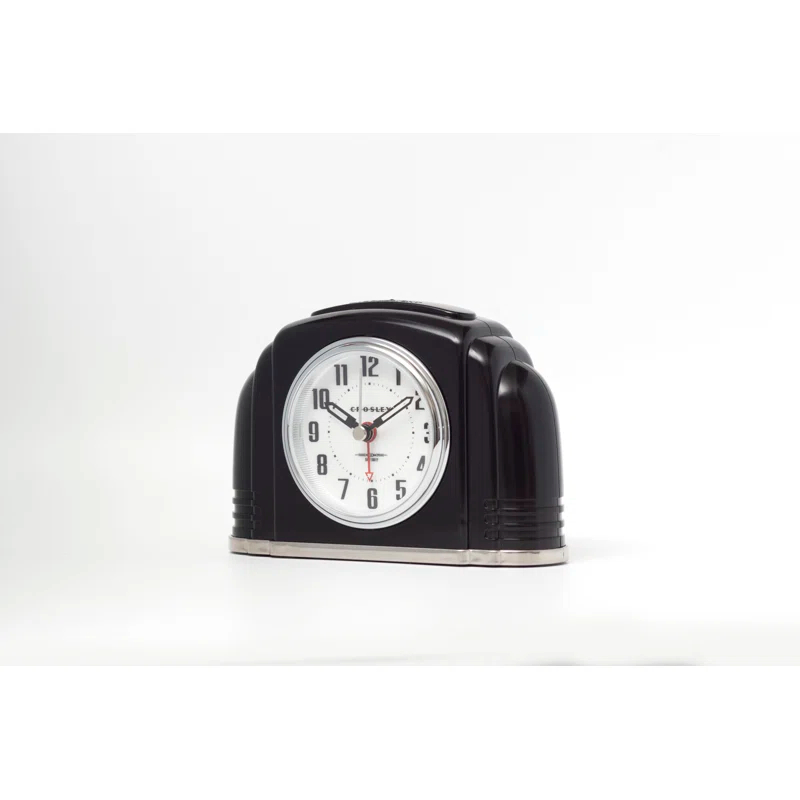Crosley Analog Quartz Movement / Crystal Tabletop Clock with Alarm in Black