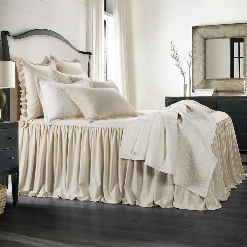 HiEnd Accents Luna Washed Linen Romantic Classic Chic Casual Modern Rustic Farmhouse Bedspread Set