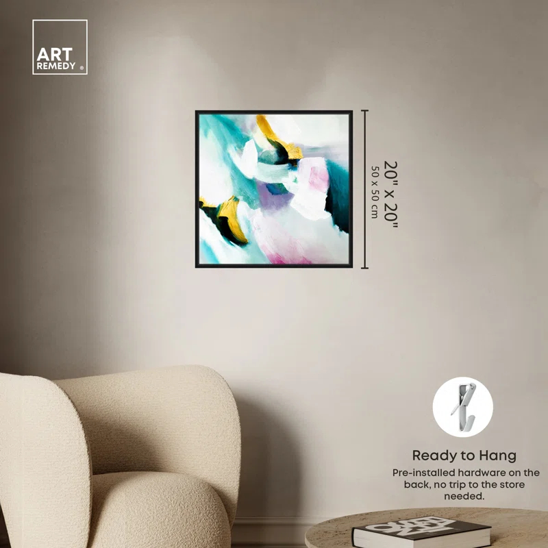 Art Remedy Art Remedy Still Violas Framed Blue Abstract 1 Piece Canvas Wall Art 56586
