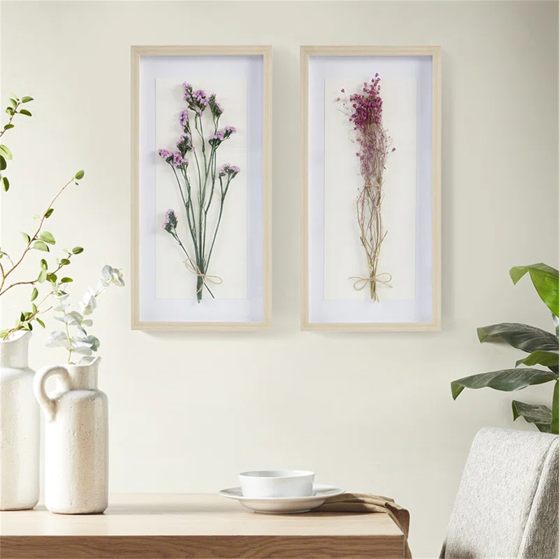 Dried Flower 2-Piece Shadow Box Wall Decor Set
