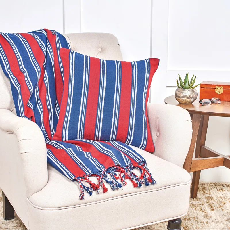 Gideon Stripe Americana Patriotic Woven Throw Blanket