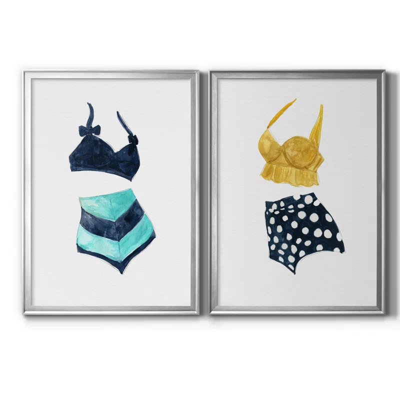 " Vintage Swimwear III " 2 - Pieces (Set of 2)