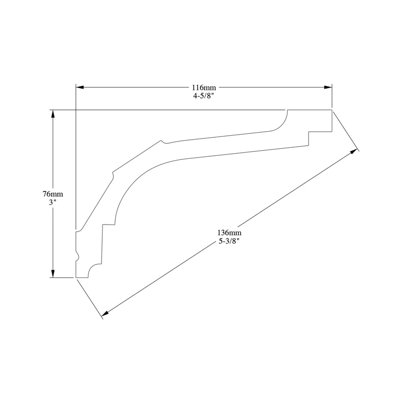 High Density Polyurethane, Primed White 3" H x 78 3/4" W x 4 5/8" D Crown