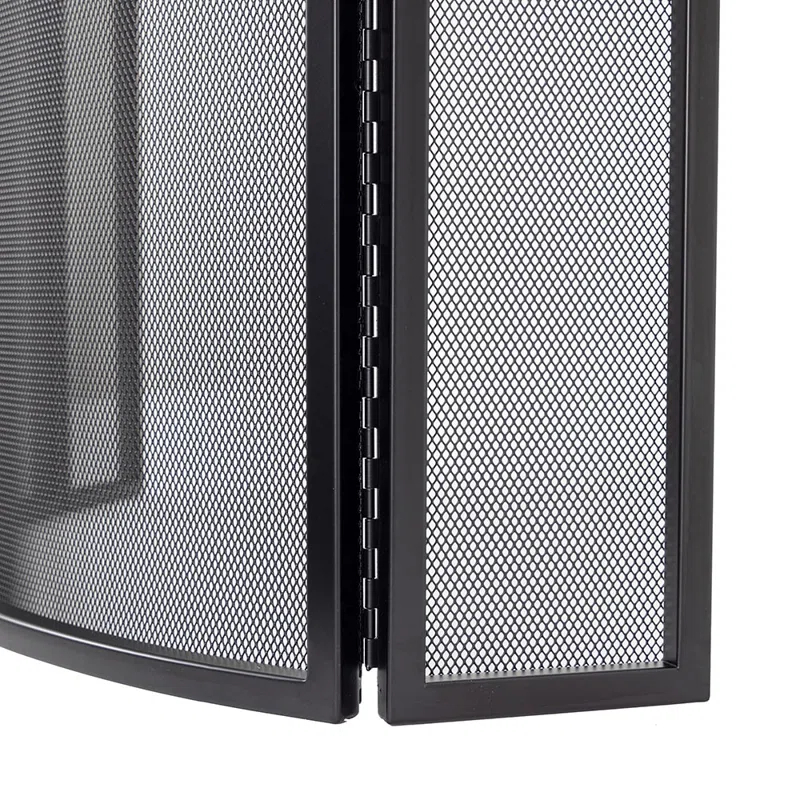 Modern Ember Modern Ember Mill Creek 3-Panel Mesh Fireplace Screen in Black | Heavy-Duty Steel Frame
