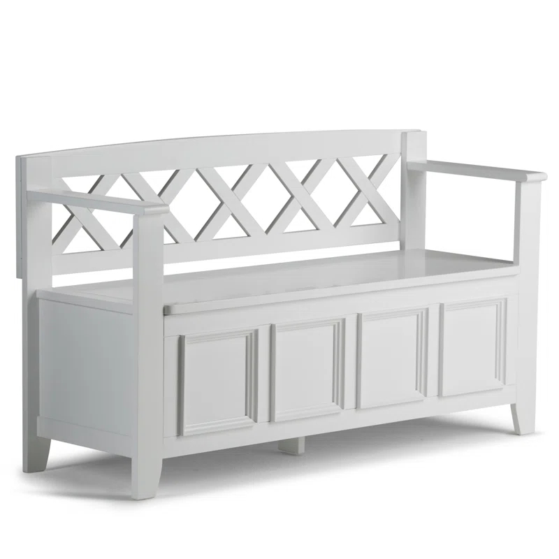 Simpli Home Amherst Solid Wood Entryway Lift Top Storage Bench