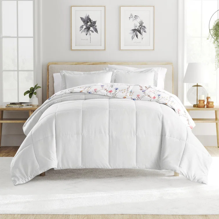 Becky Cameron Down-Alternative Comforter Set in Meadow Floral Stripe